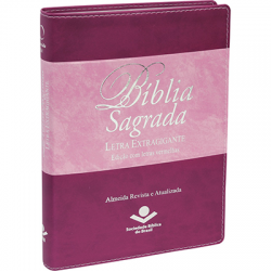 Bíblia RA Letra Extra Gigante c/ Índice - Rosa e Vinho
